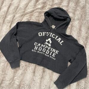 Campfire Girls Grey Upcycled Crop Hoodie Sweatshirt